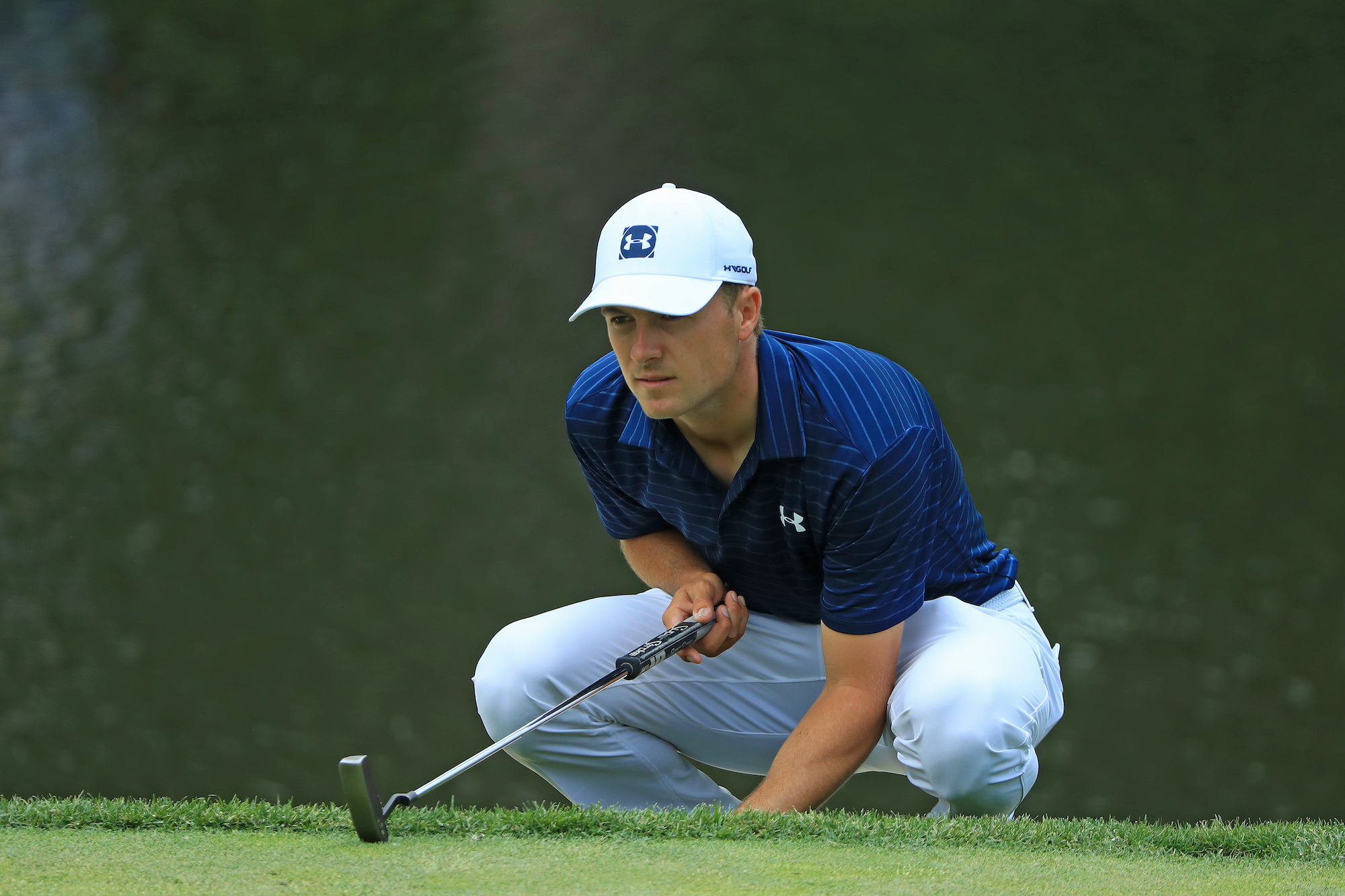 The 2019 Memorial Tournament: Final Round - Jordan Lines Up His Putt on No. 3