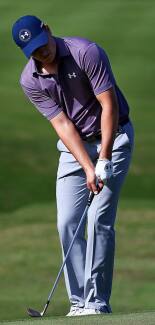 Jordan Plays a Shot During His Practice Round at Kapalua's Plantation Course